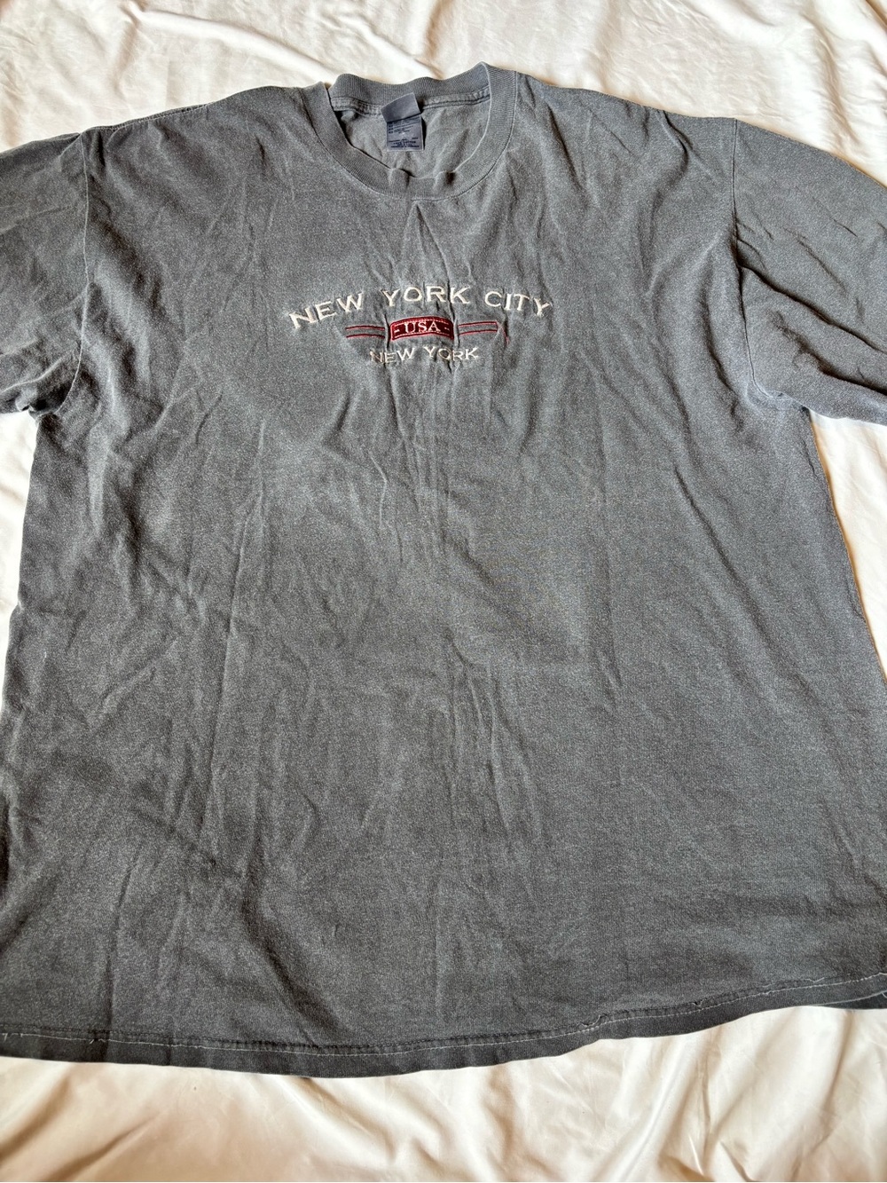 Delta Pro Weight NYC New York City T Shirt Mens XXL Gray Embroidered USA